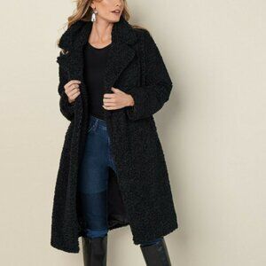 Cozy & Luxurious Martha Stewart Teddy / Bouclé Coat – Black